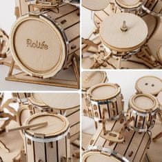 Robotime Rolife 3D drevené puzzle Súprava bicích nástrojov 246 dielikov