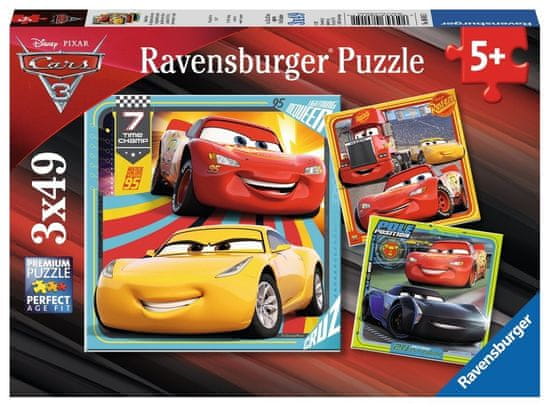 Ravensburger Puzzle Autá 3: Na pretekoch 3x49 dielikov