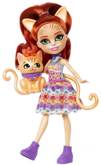 Mattel Enchantimals bábika a zvieratko - Cuddler a mačička FNH22