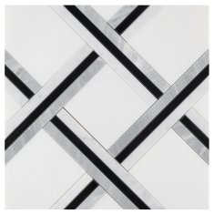 DUNIN Mozaika Pure White Quadron - cena za 1 kus 300 x 300mm, 11.11 ks / m2