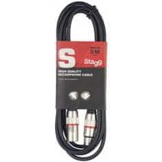 Stagg SMC3 RD, mikrofónny kábel XLR/XLR, 3m, červené krúžky
