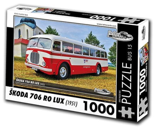 RETRO-AUTA© Puzzle BUS č. 15 Škoda 706 RO LUX (1951) 1000 dielikov