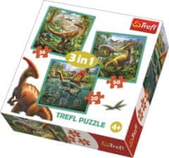 Trefl Puzzle Neobyčajný svet dinosaurov 3v1 (20,36,50 dielikov)