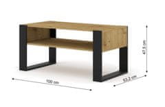 Homlando Konferenčný stolík MONDI 100x50 cm dub artisan / čierny 