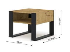 Homlando Konferenčný stolík MONDI 60x60 cm dub artisan / čierny 