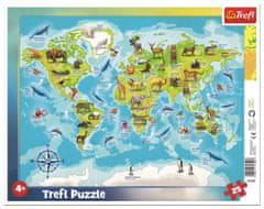 Trefl Puzzle Mapa sveta so zvieratkami 25 dielikov 