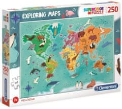 Clementoni Puzzle Preskúmaj mapu: Svetové zvieratá 250 dielikov