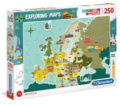 Clementoni Puzzle Preskúmaj mapu: Európske krajiny 250 dielikov