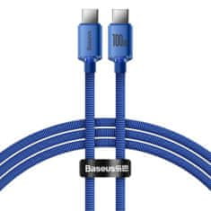 BASEUS Crystal Shine kábel USB-C / USB-C 5A 100W 1.2m, modrý