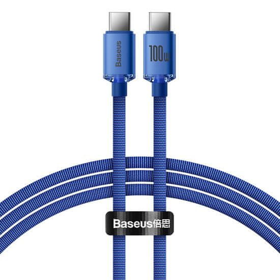 BASEUS Crystal Shine kábel USB-C / USB-C 5A 100W 1.2m, modrý
