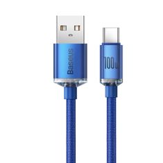 BASEUS Crystal Shine kábel USB / USB-C 5A 100W 2m, modrý