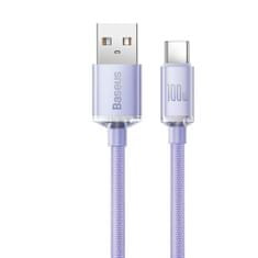 BASEUS Crystal Shine kábel USB / USB-C 5A 100W 2m, fialový