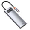 Metal Gleam HUB adaptér USB-C - USB-C, 3x USB, HDMI, RJ45, šedý