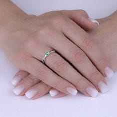 Silvego Strieborný prsteň s pravým prírodným smaragdom JJJR1100ER (Obvod 60 mm)