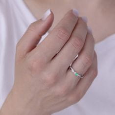 Silvego Strieborný prsteň s pravým prírodným smaragdom JJJR1100ER (Obvod 60 mm)