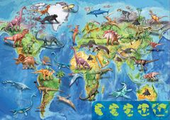 EDUCA Puzzle Mapa sveta s dinosaurami 150 dielikov