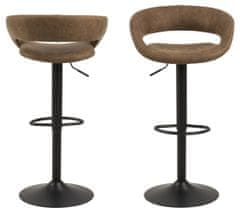 Design Scandinavia Barová stolička Grace (SET 2ks), tkanina, svetlo hnedá