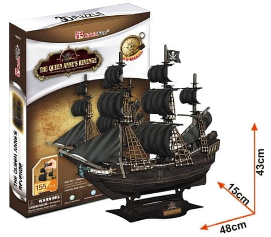 CubicFun 3D puzzle Pirátska loď Queen Anne´s Revenge 155 dielikov
