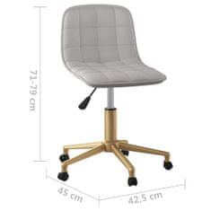 Vidaxl Otočné stoličky, 2 ks, svetlosivé, čalúnené zamatom