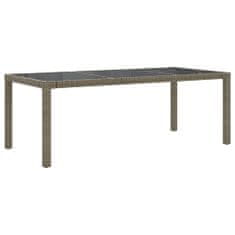 Vidaxl Záhradný stôl sivý 190x90x75 cm tvrdené sklo a polyratan