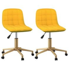 Vidaxl Otočné stoličky, 2 ks, horčicová farba, zamat