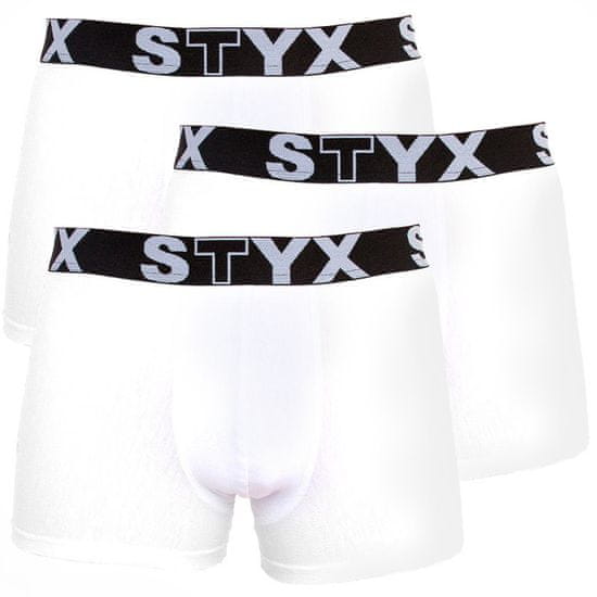 Styx 3PACK pánske boxerky športová guma nadrozmer biele (R10616161)