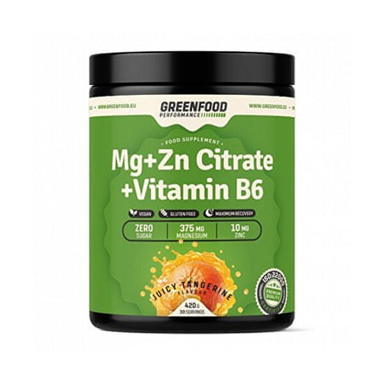 GreenFood Performance nápoj MG+Zn Citrate + Vitamín B6 420 g