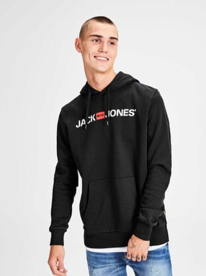 Jack&Jones Čierna mikina s potlačou a kapucňou Jack & Jones Corp