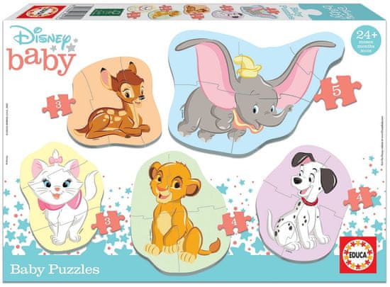 EDUCA Baby puzzle Disney zvieratá 2, 5v1 (3-5 dielikov)