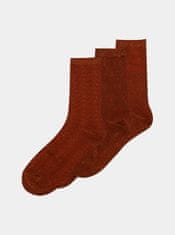 ONLY Sada troch párov hnedých ponožiek ONLY Abarna UNI