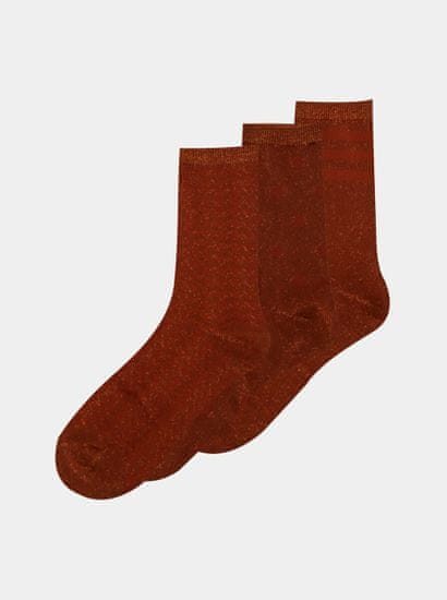 ONLY Sada troch párov hnedých ponožiek ONLY Abarna