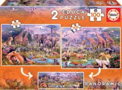 EDUCA Puzzle Divoké zvieratá 2x100 dielikov