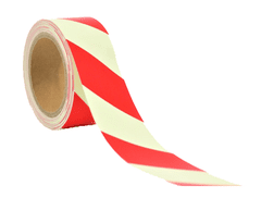 Traiva Výstražná šrafovaná páska - červenobiela fotoluminiscenční - 50 mm x 10 m - Kód: 15779