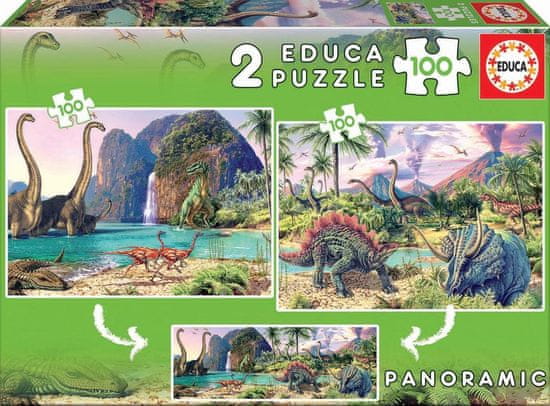 EDUCA Puzzle Dinosaurie svet 2x100 dielikov