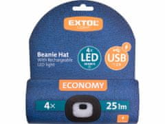 Extol Light Čiapka modrá s čelovým svetlom, LED 4x25lm, 250mAh Li-ion, nabíjanie cez USB