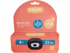 Extol Light Čiapka oranžová s čelovým svetlom, LED 4x25lm, 250mAh Li-ion, nabíjanie cez USB