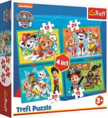 Trefl Puzzle Tlapková patrola: Šťastný tím 4v1 (12,15,20,24 dielikov)