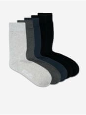 Jack&Jones Sada piatich párov ponožiek v šedej, čiernej a tmavo modrej farbe Jack & Jones Basic Bamboo UNI