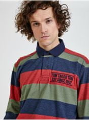 Tom Tailor Zeleno-modro-červené pánske pruhované tričko Tom Tailor L