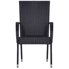 Vidaxl Stohovateľné vonkajšie stoličky 4 ks polyratan čierne