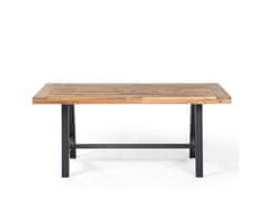 Beliani Záhradný stôl z akáciového dreva 170 x 80 cm svetlé drevo/čierna SCANIA