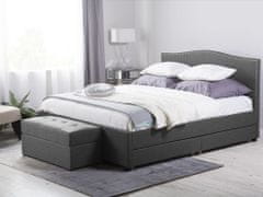 Beliani Čalúnená posteľ s úložným priestorom 180 x 200 cm sivá MONTPELLIER