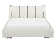 Beliani Biela kožená LED posteľ 140 x 200 cm NANTES