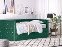 Beliani Zamatová posteľ 90 x 200 cm zelená GASSIN
