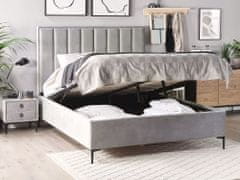 Beliani Zamatová posteľ s úložným priestorom 180 x 200 cm sivá SEZANNE