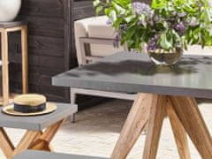 Beliani Záhradný betónový stôl 90 x 90 cm sivá/svetlé drevo OLBIA