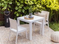 Beliani Záhradný stôl v ratanovom vzhľade 80 x 80 cm biely FOSSANO
