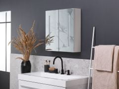 Beliani Kúpelňová zrkadlová skrinka biela / strieborná s LED osvetlením 60 x 60 cm CHABUNCO