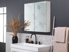 Beliani Kúpeľňová zrkadlová skrinka biela / strieborná 80 x 70 cm NAVARRA