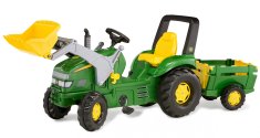 Rolly Toys Šliapací traktor X-Trac John Deere s predným nakl. a vlečkou